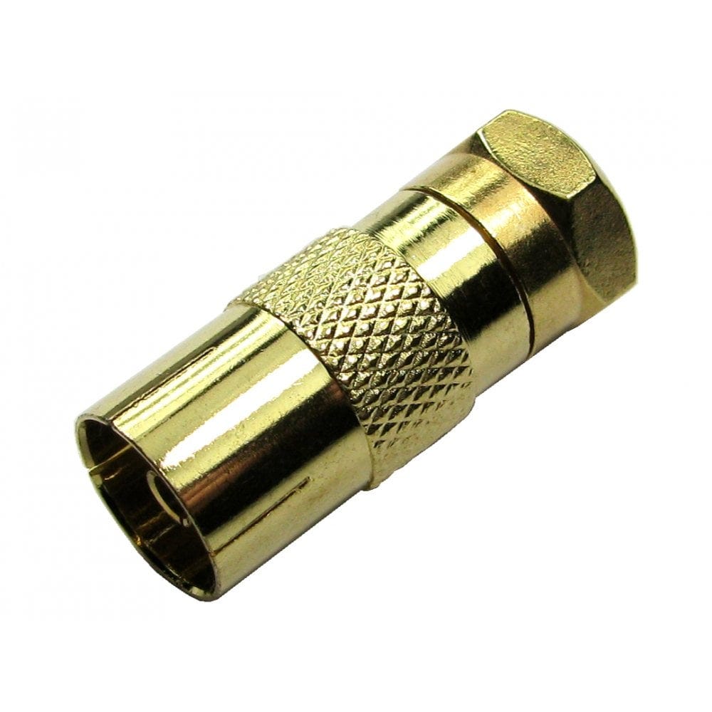 F-Type Male to TV Aerial Female Adapter Gold