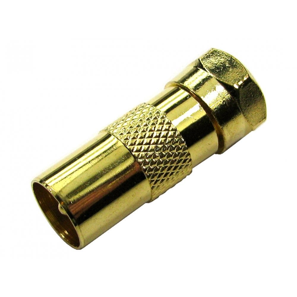 F-Type Male to TV Aerial Male Adapter Gold
