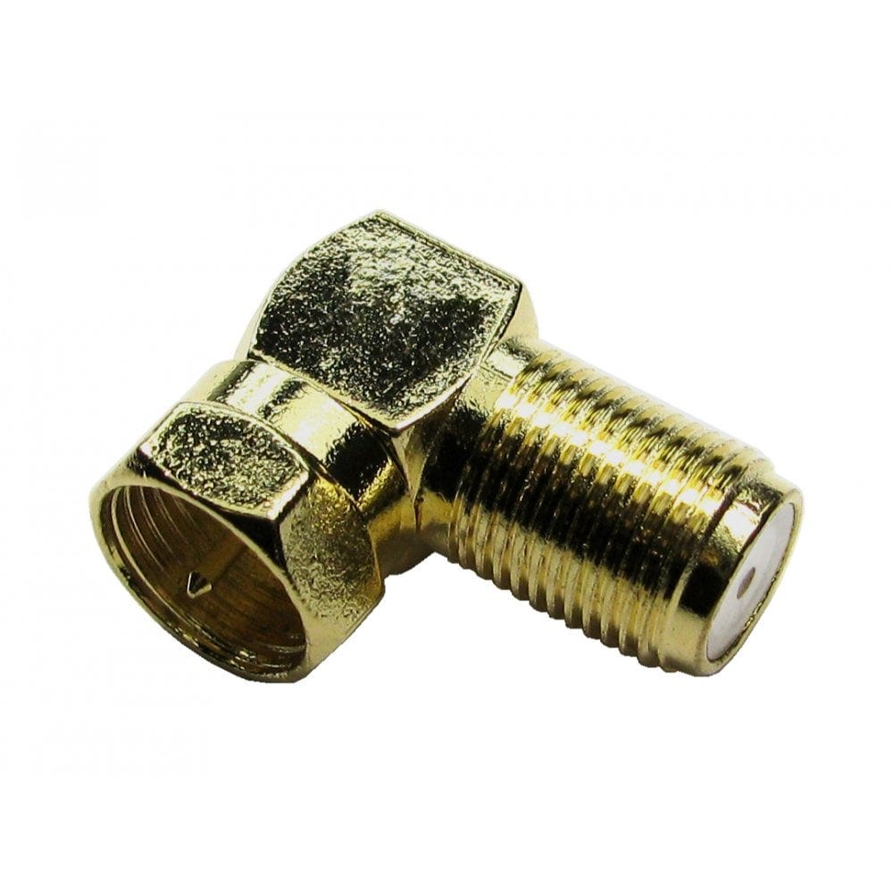 F-Type Right Angled Adapter Male to Female Gold