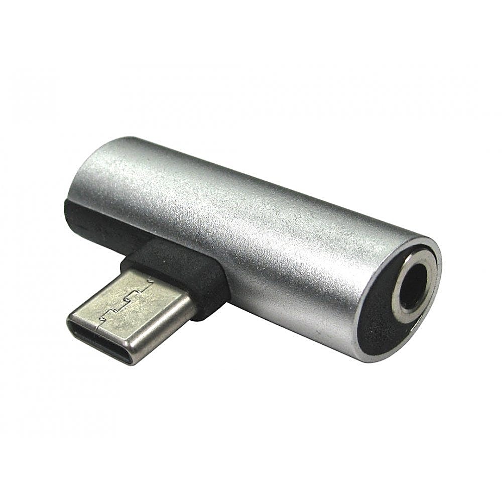 USB-C to 3.5mm Audio Adapter with PD Charging Silver