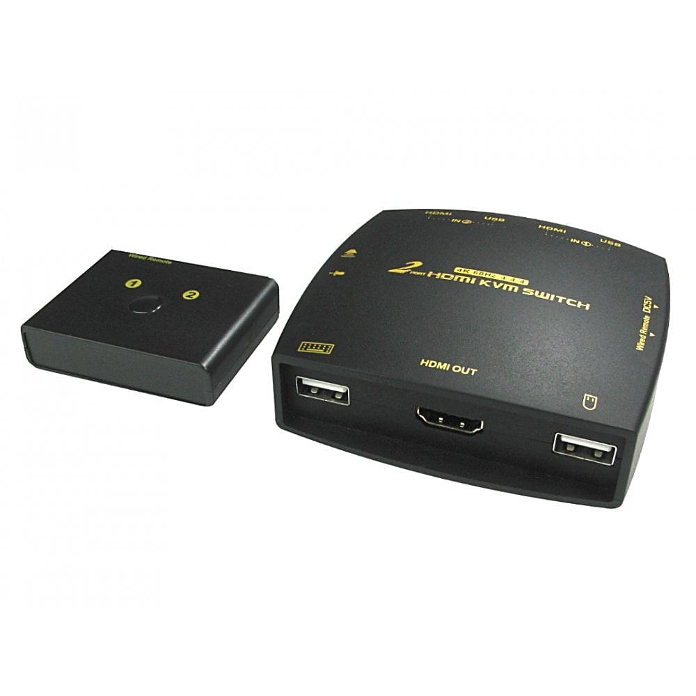 2 Port HDMI Mini KVM Switch with Cables, USB and Audio
