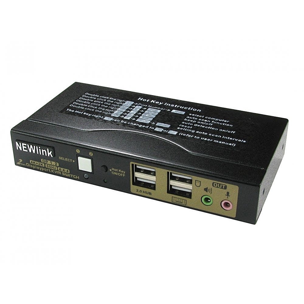 2 Port DisplayPort KVM Switch with USB and Audio