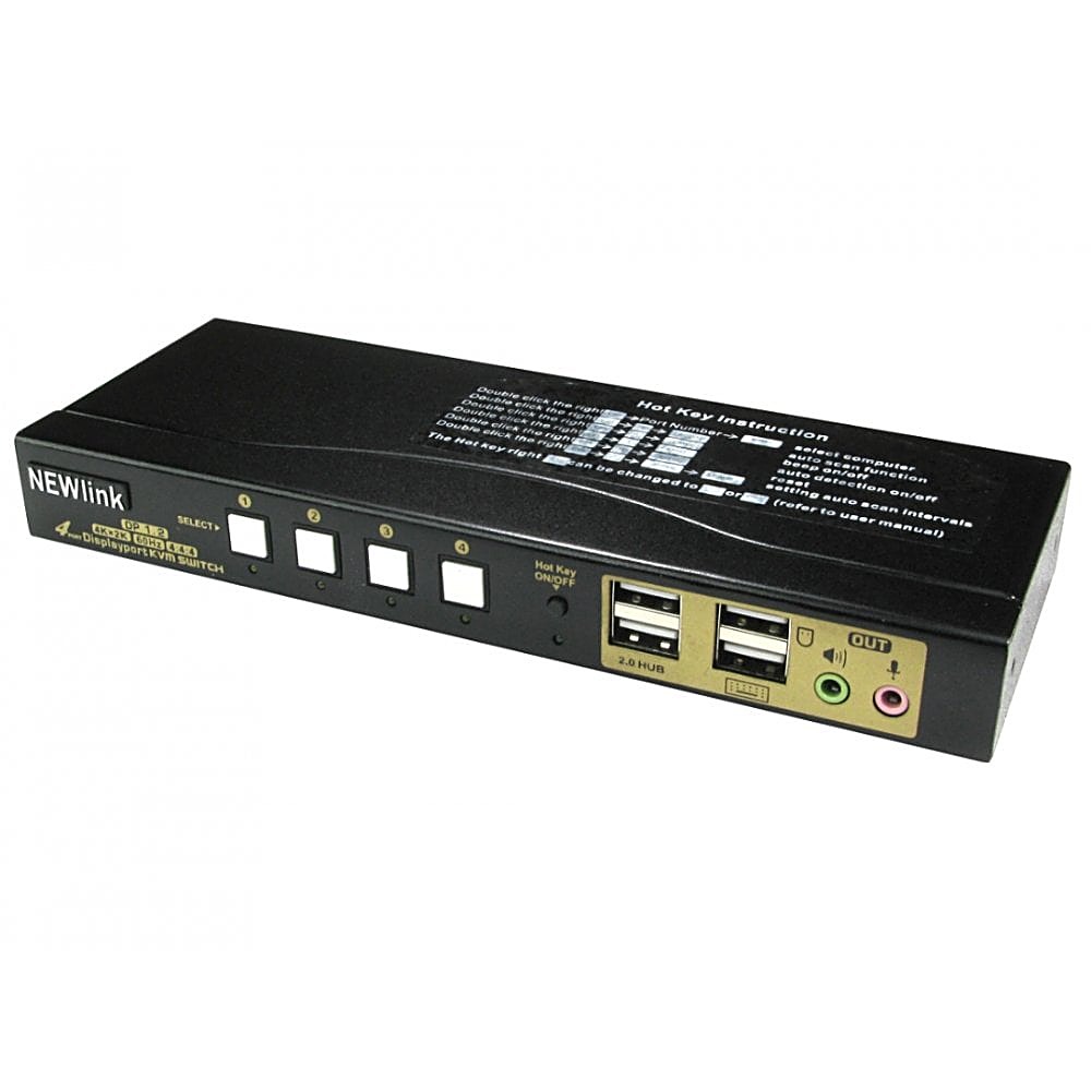 4 Port DisplayPort KVM Switch with USB and Audio