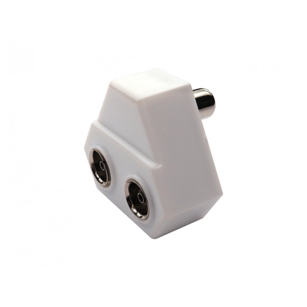 2 Way TV Aerial Splitter Angled, Male to 2x Female