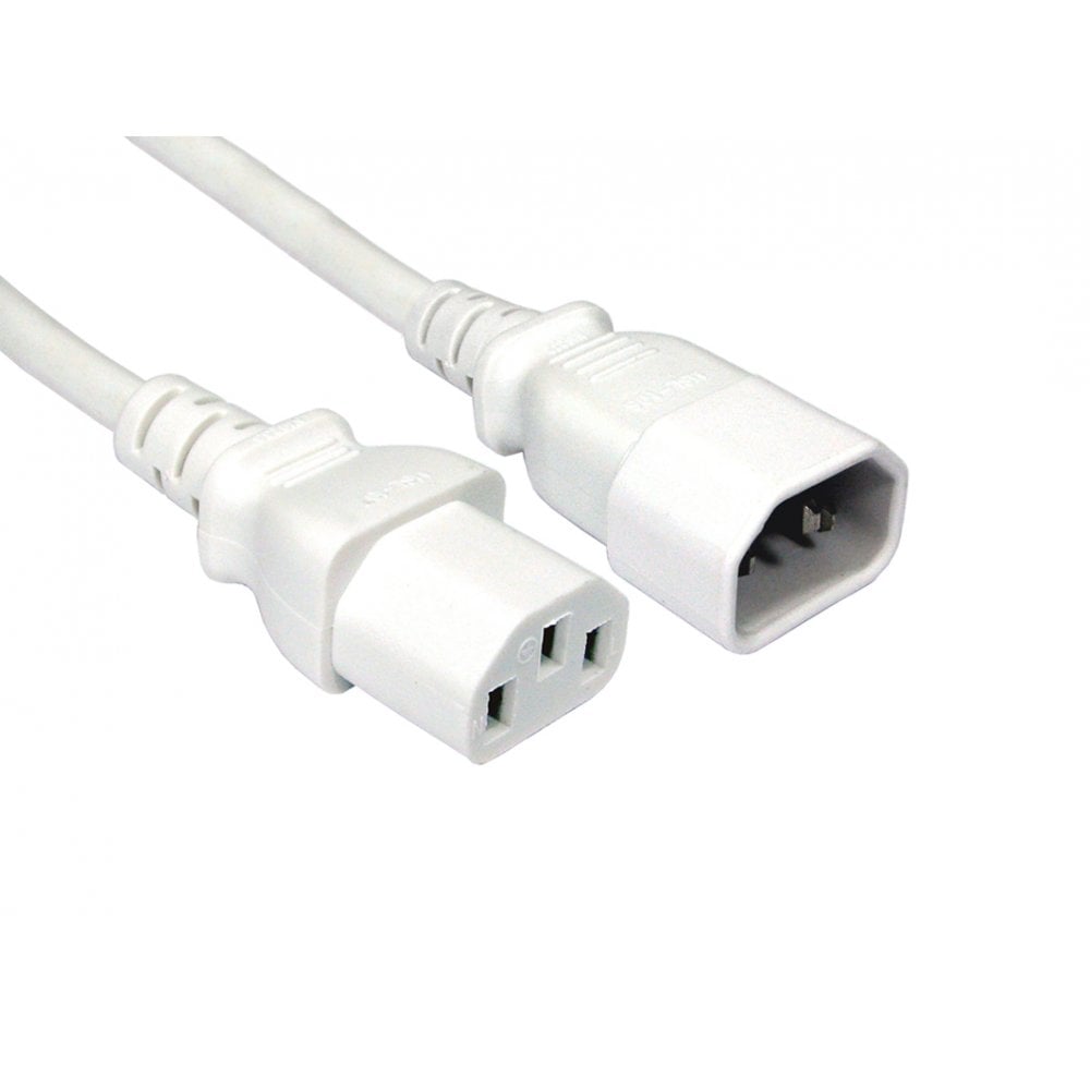 0.5m White IEC Power Extension Cable C13 to C14