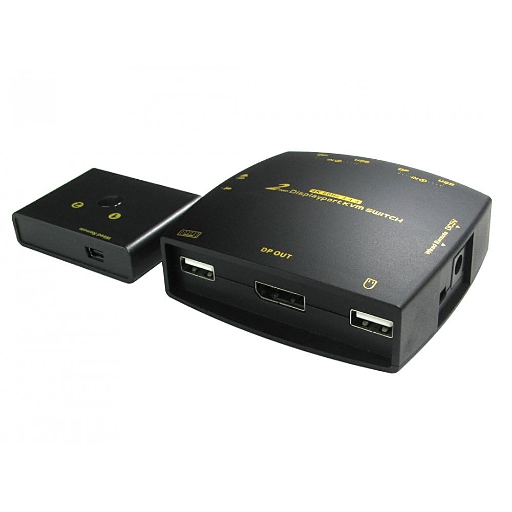 2 Port DisplayPort Mini KVM Switch with Cables, USB and Audio