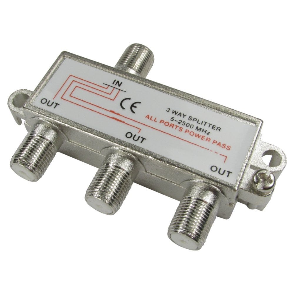 3 Way Satellite Splitter F-Type Coax