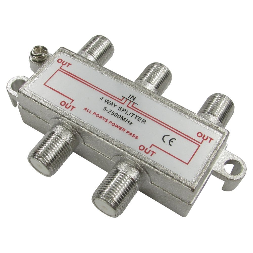 4 Way Satellite Splitter F-Type Coax