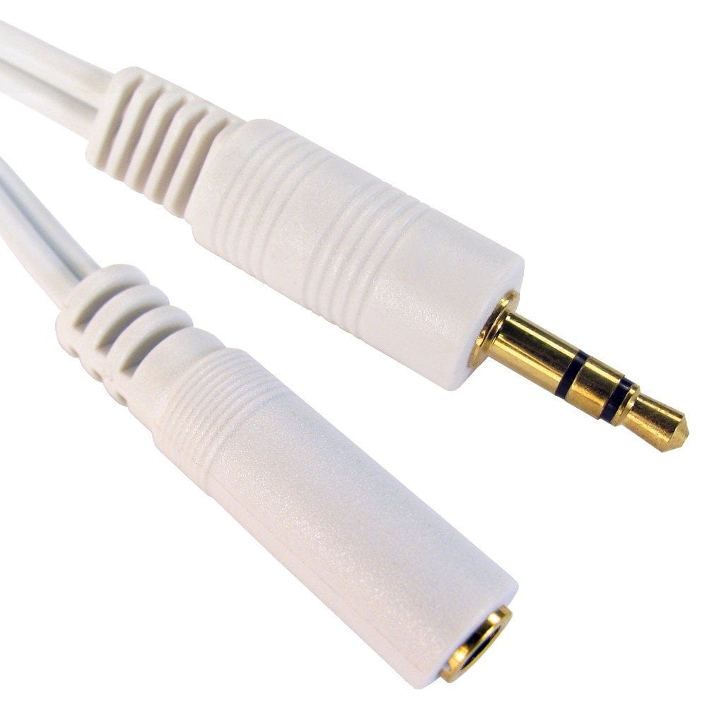 15m White Audio Extension Cable 3.5mm Male to Female