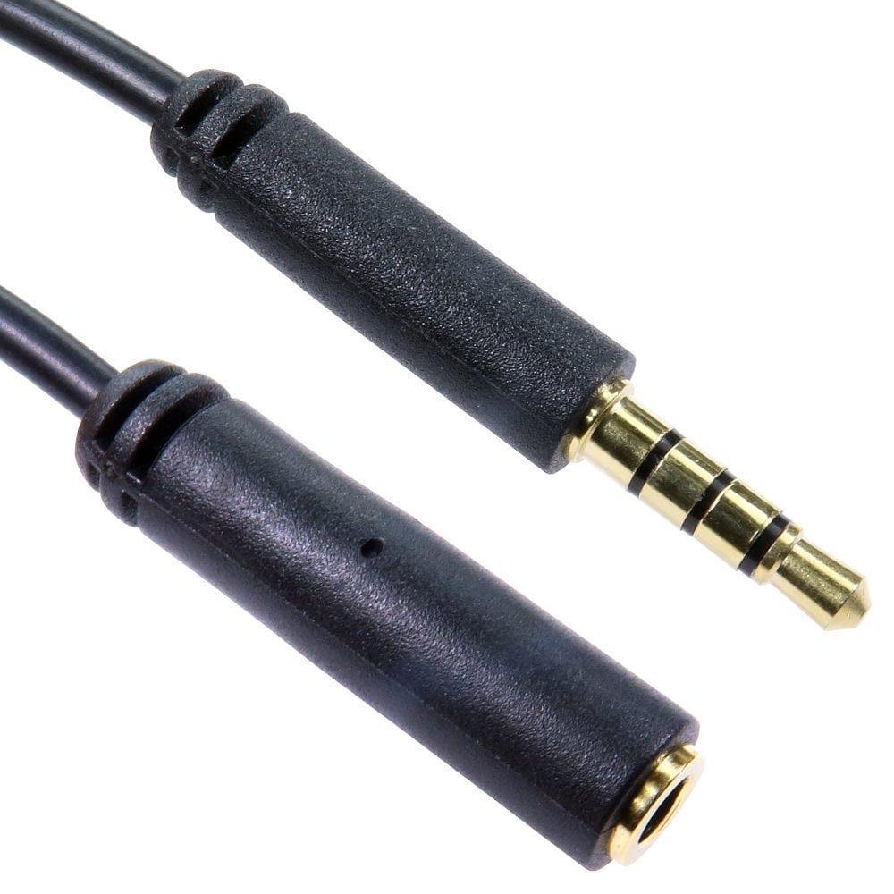 2m 4 Pole 3.5mm Extension Cable, Extends Earphones and Mic