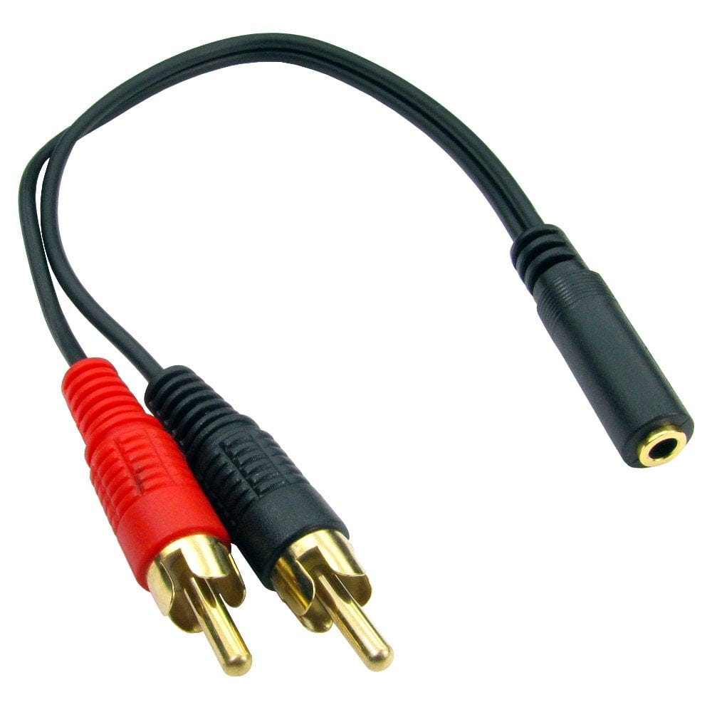 3.5mm Socket to 2x RCA Phono Male Audio Adapter Cable