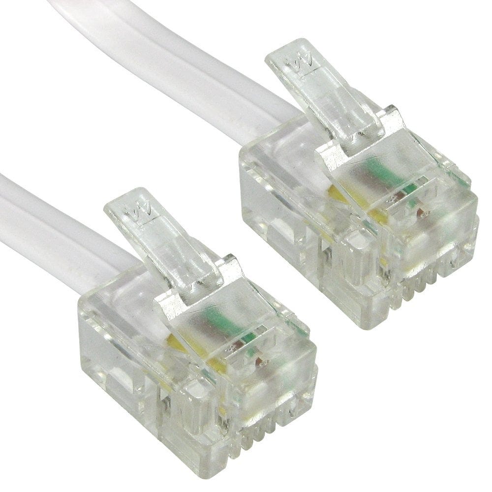 1m White RJ11 to RJ11 ADSL Modem Cable