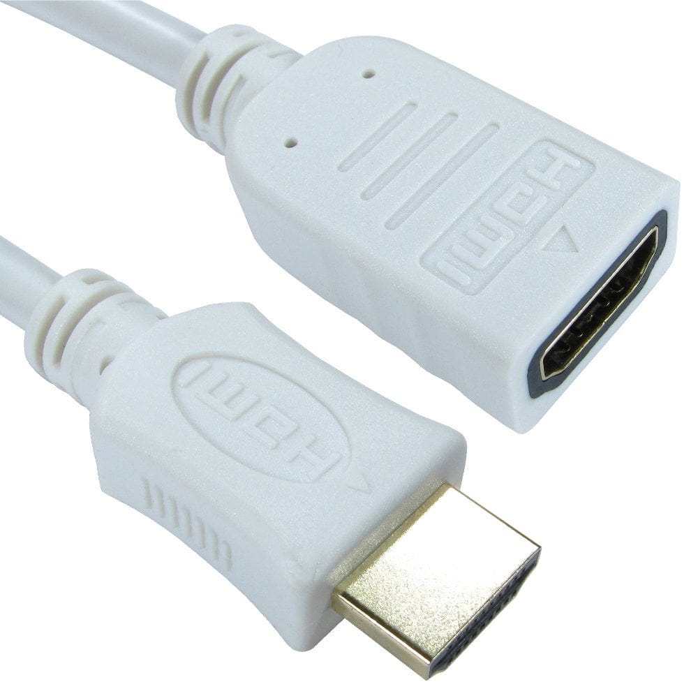 1m Male to Female HDMI Cable HDMI Extension Lead White