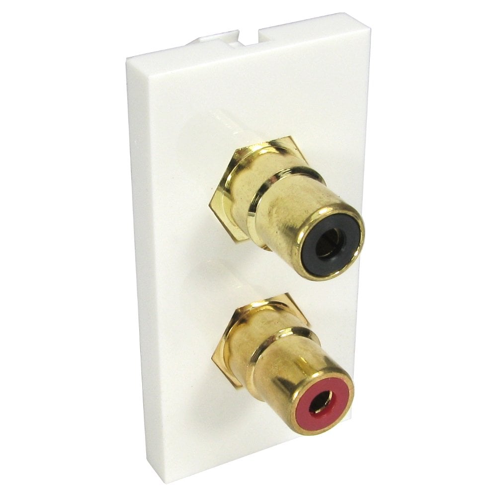 Dual Phono Face Plate Dual Socket Wallplate Module Red / Black