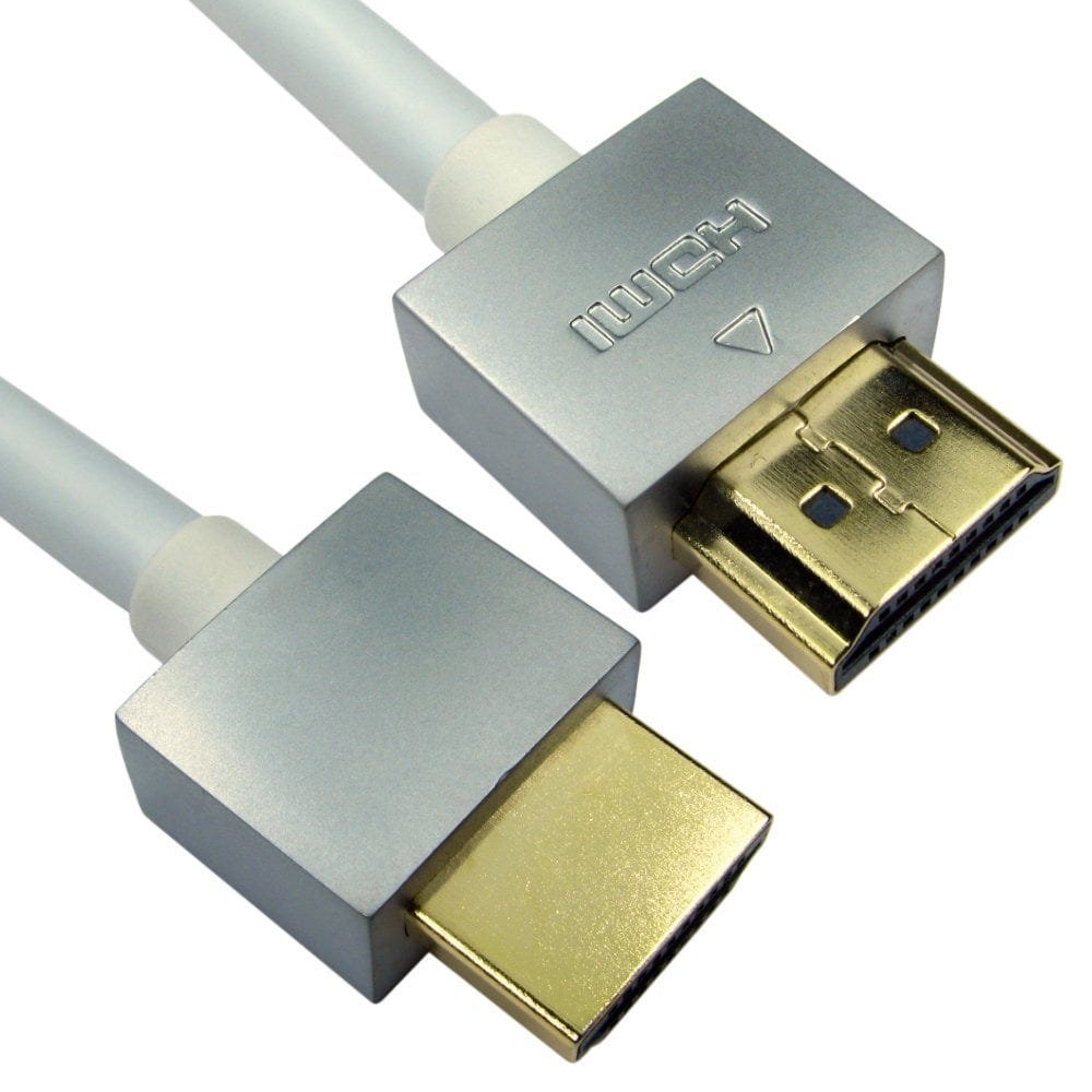 White Ultra Slim HDMI Cable 4k Ready 0.5m 50cm