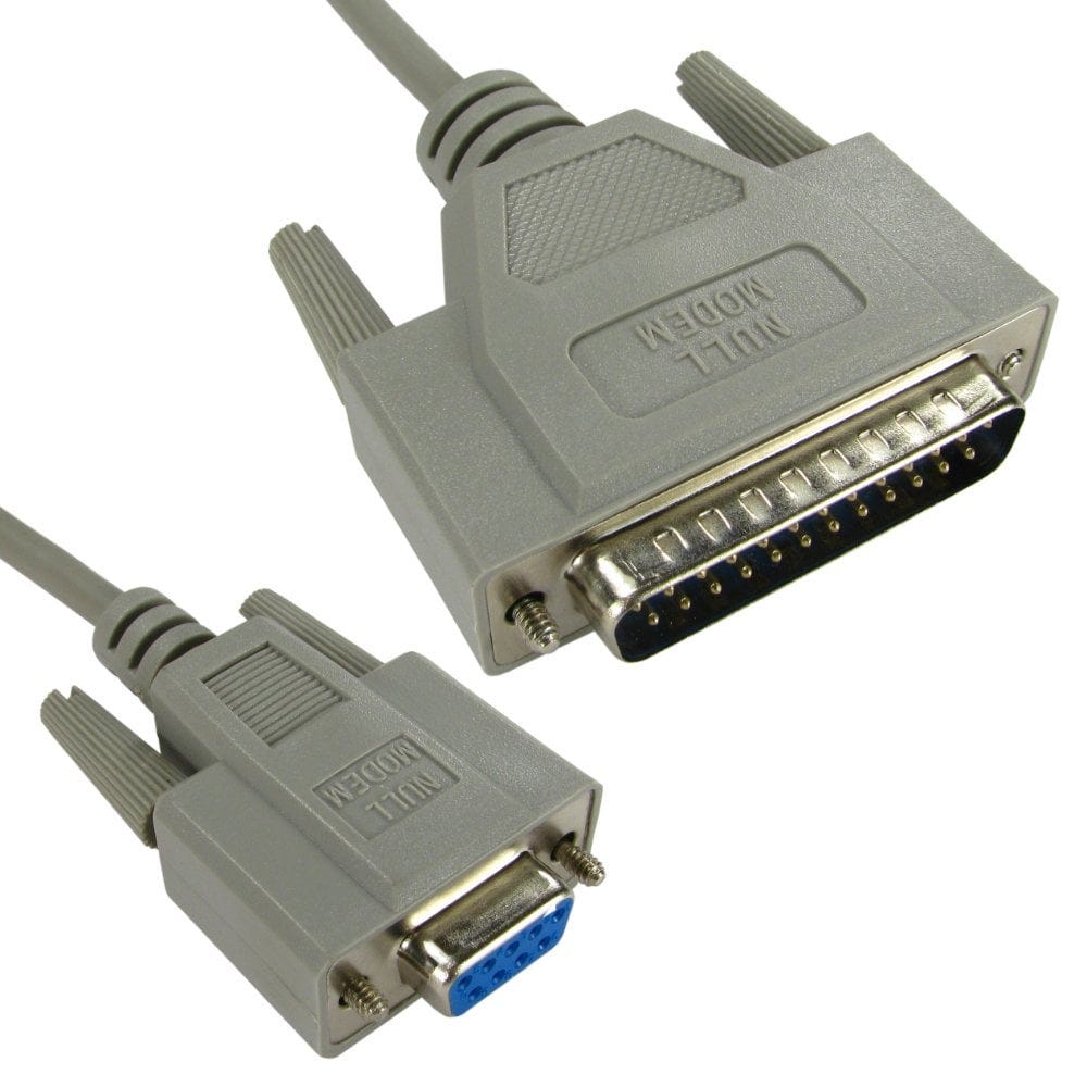 2m Null Modem Cable D9 Female to D25 Male