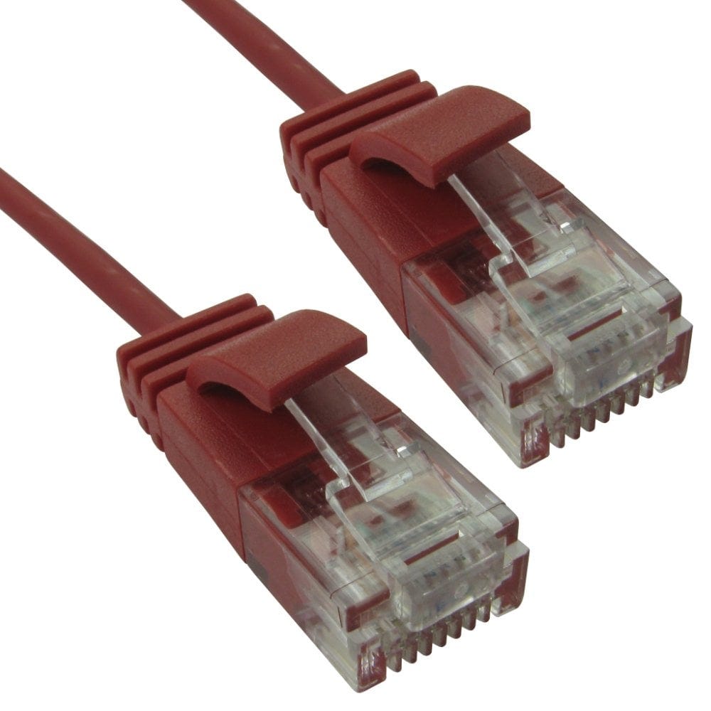 1.5m Slim Gigabit Network Cable CAT6 Low Smoke 2.8mm D Red