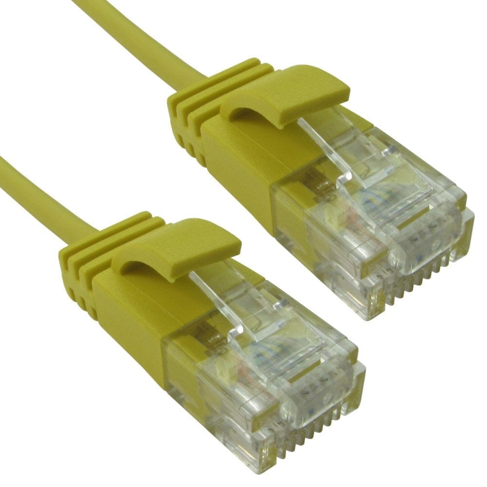 1.5m Slim Gigabit Ethernet Cable CAT6 Low Smoke 2.8mm D Yellow