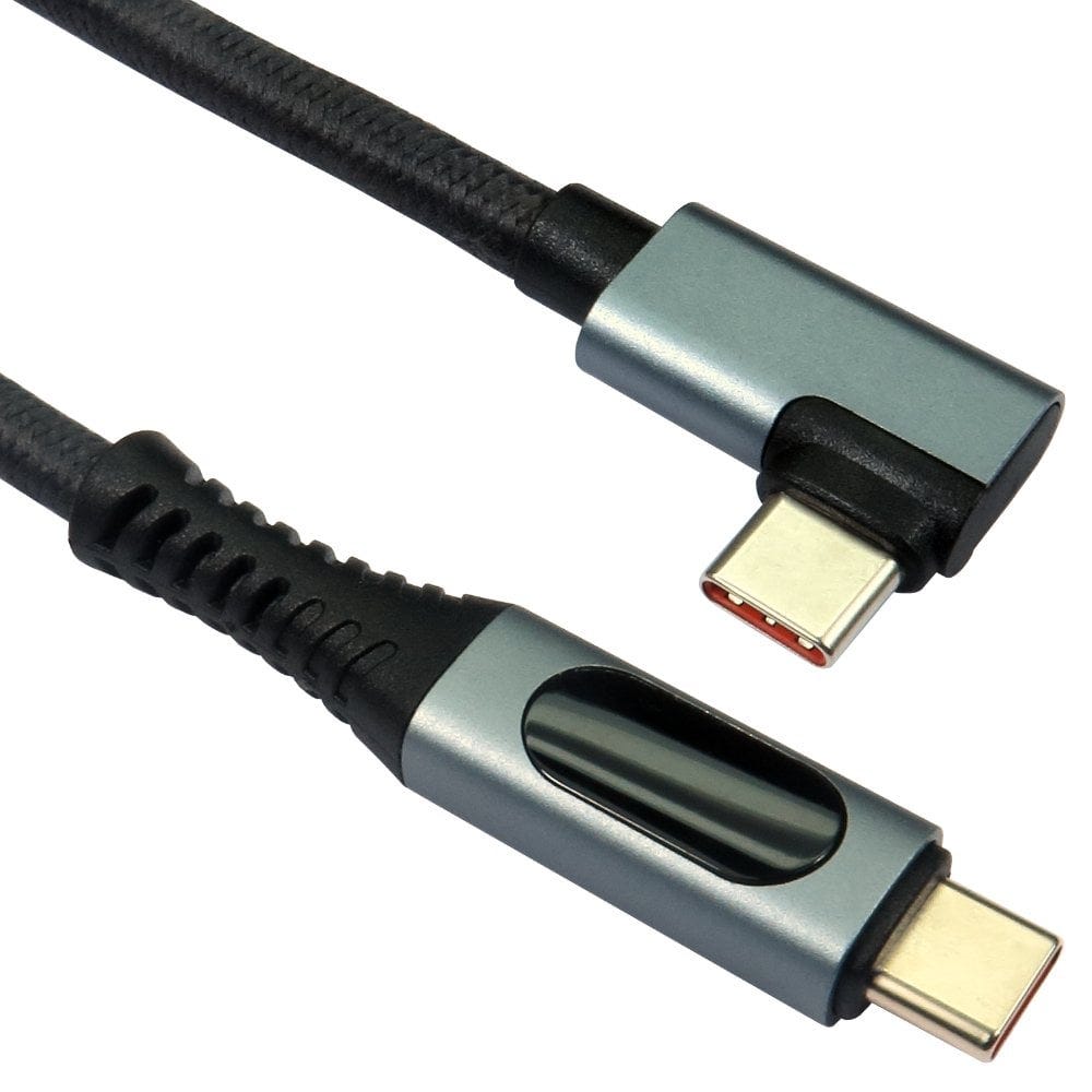 Right Angle USB 4 Cable, USB C to C with Digital Power Display