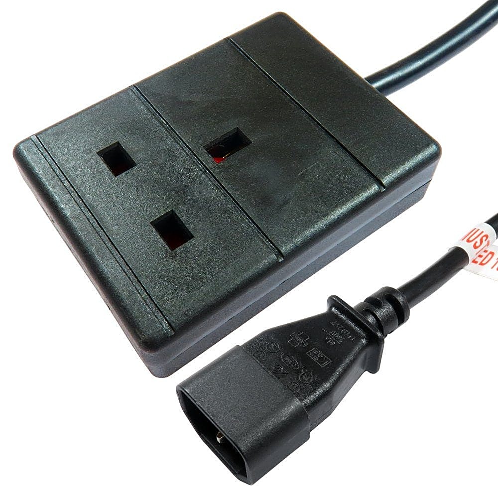 0.5m C14 Plug to UK 13A Socket Adapter Lead Black