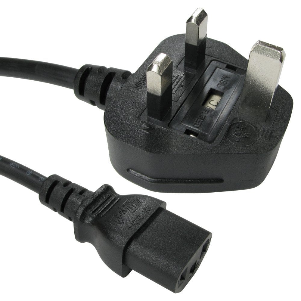 0.5m Mains Cable UK 3 Pin Plug to IEC C13
