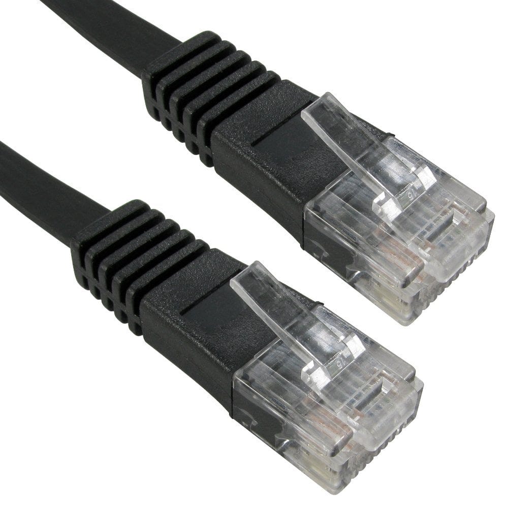 0.5m CAT5e Flat Network Cable Black