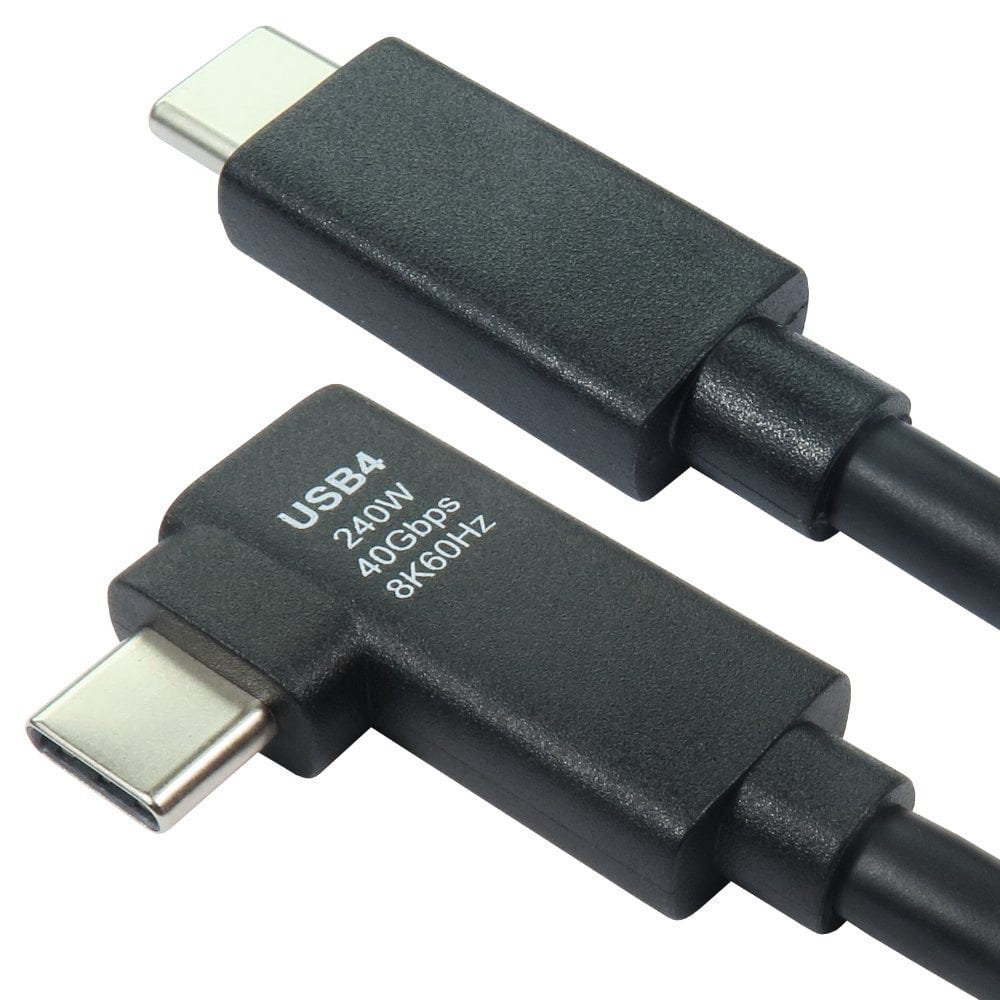 1m USB4 Right Angle Cable Certified 40Gbps 240W PD 3.1 EPR