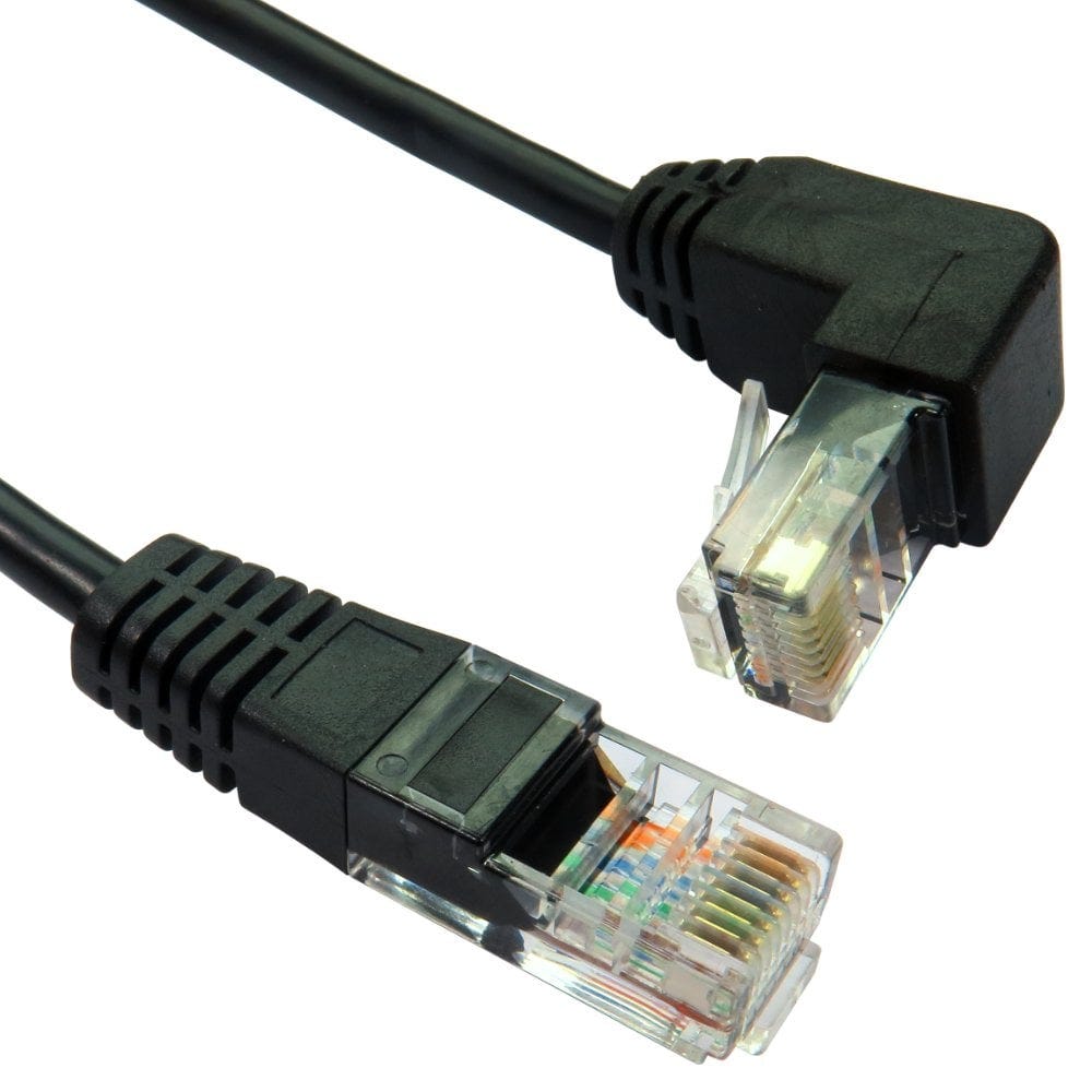 Straight to Right Angle Ethernet Cable 3m 90 Degree Down