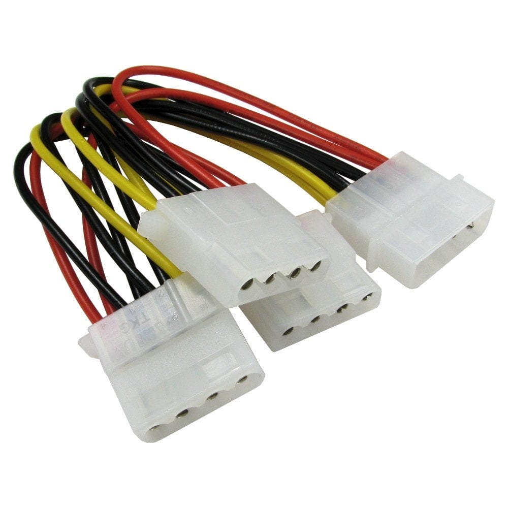 15cm 4-Pin Molex M- 3X4-Pin Molex F Power Splitter