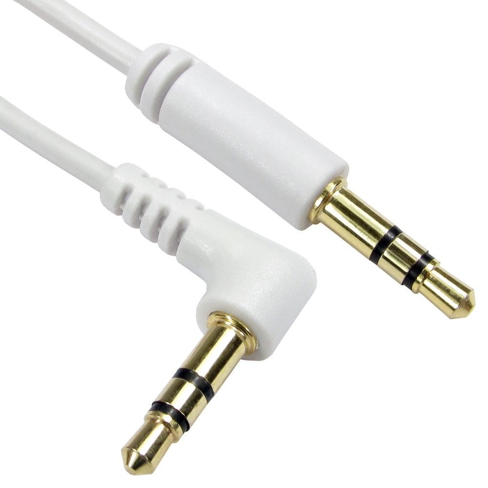 Straight to Angled 3.5mm Stereo Jack Cable 1.5m White