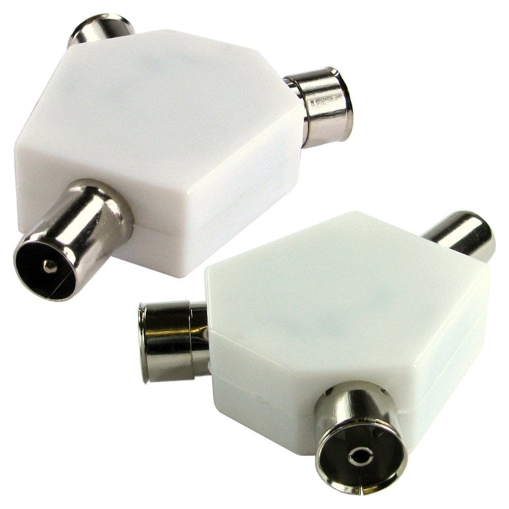 TV Aerial Splitter Male to 2x Female Coaxial Splitter
