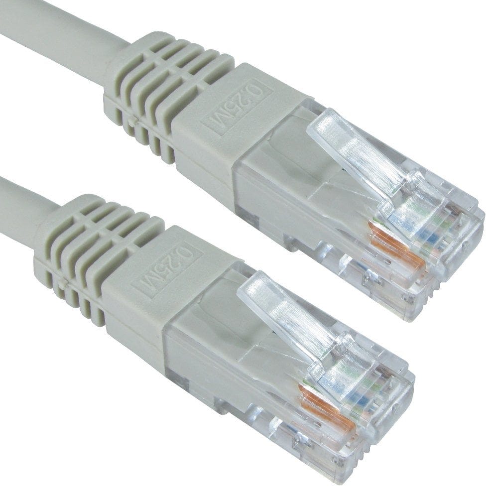 0.25m CAT6 UTP PVC Inj Moulded Cable Grey