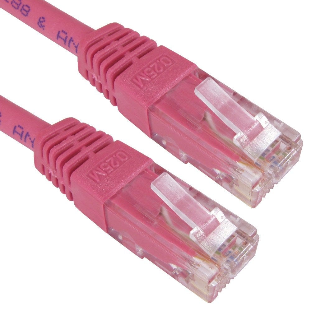 0.25m CAT6 UTP PVC Inj Moulded Cable Pink