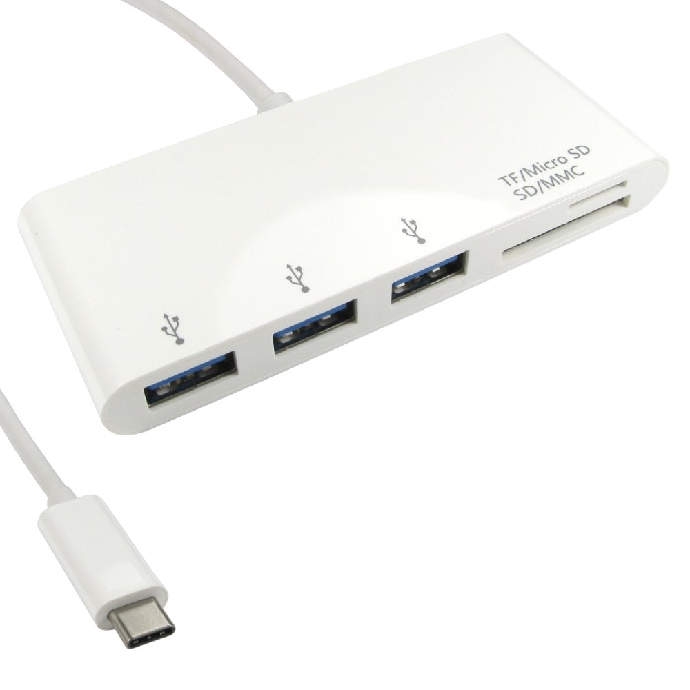 USB Type-C 3 Port USB Hub with Card Reader