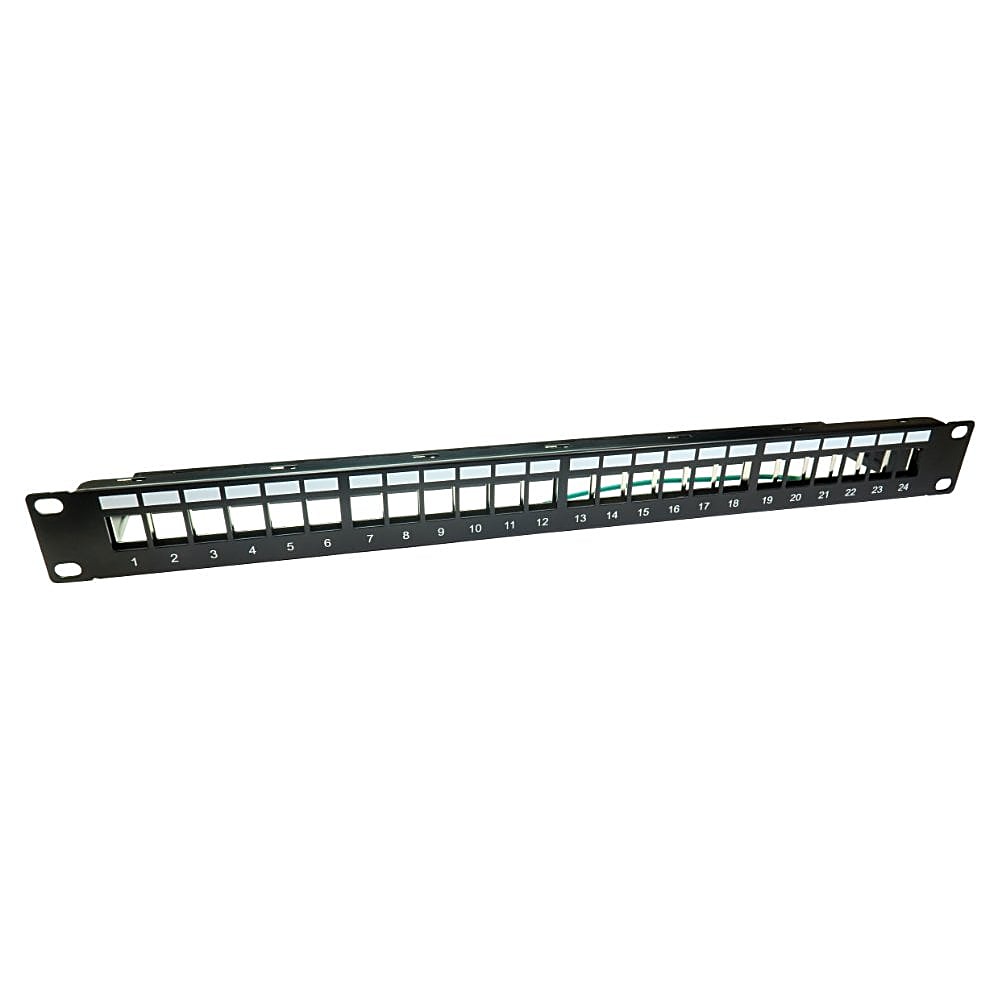 24 Port Shielded Keystone Patch Panel 1U, Unloaded