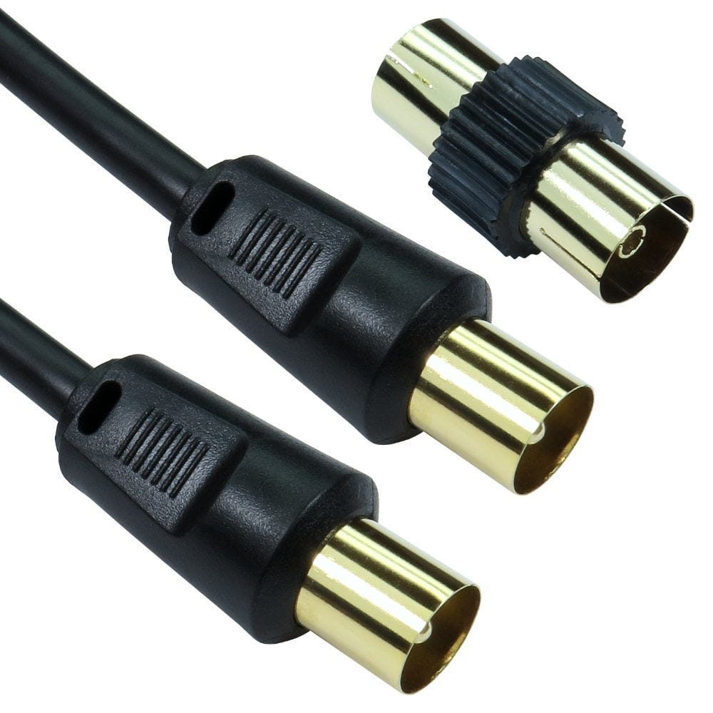 Short Aerial Cable 0.5m Black Digital HDTV Compatible
