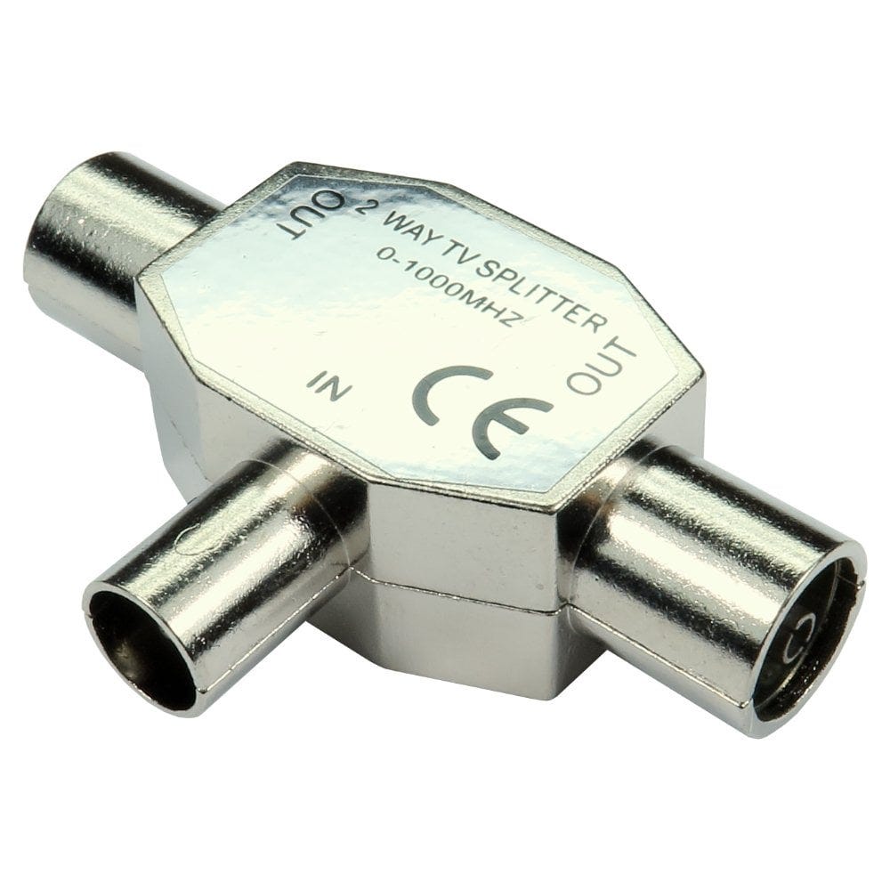 TV Aerial Splitter, Male to 2x Female