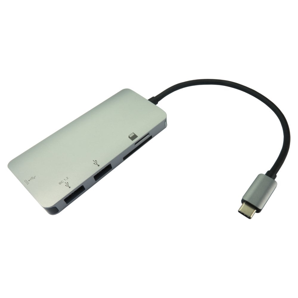USB Type-C 2 Port USB Hub with Card Reader & Power Delivery