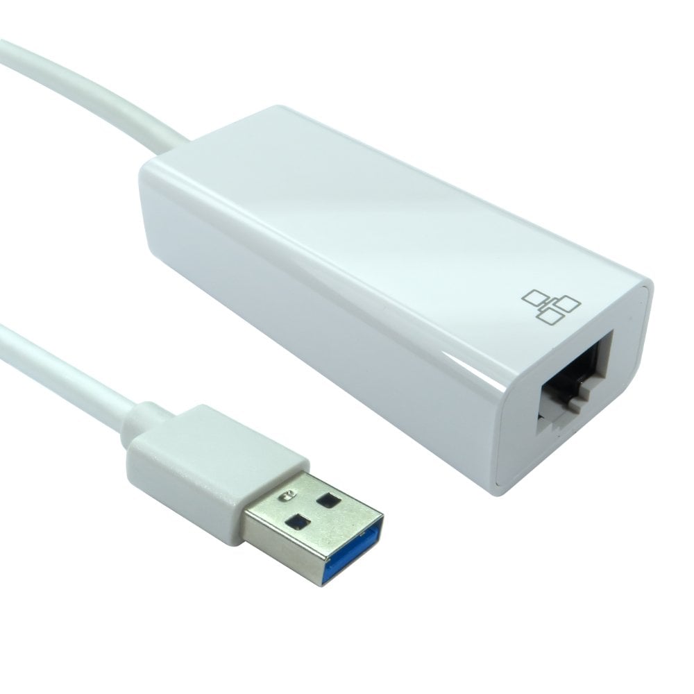 USB 3.0 Gigabit Ethernet Adapter, USB A to RJ45, White
