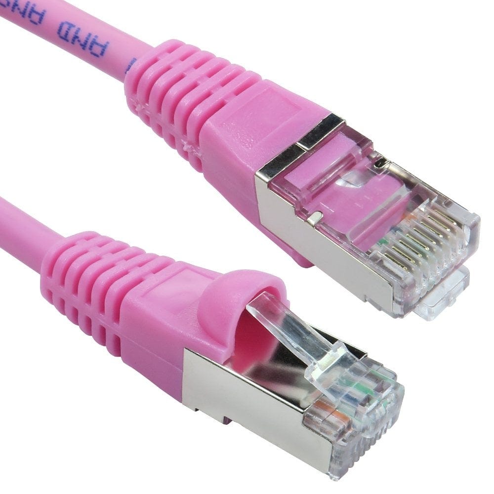 25cm CAT6A Network Cable Shielded Pink 0.25m
