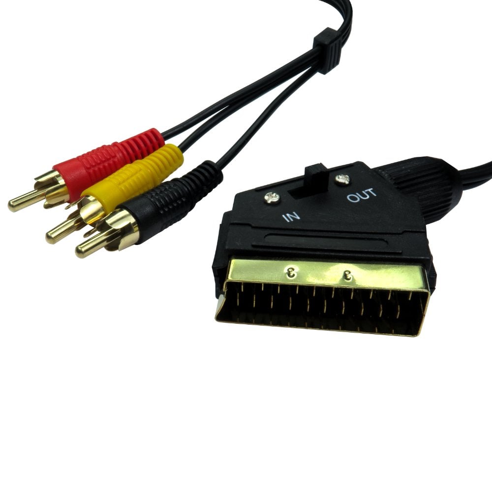 1.5m Scart Plug to 3x Phono with Switch