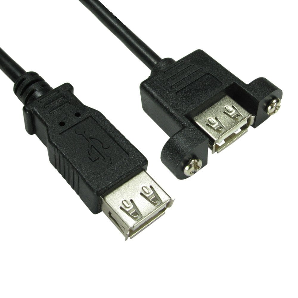 15cm USB 2.0 A Female to A Female Panel Mount Cable