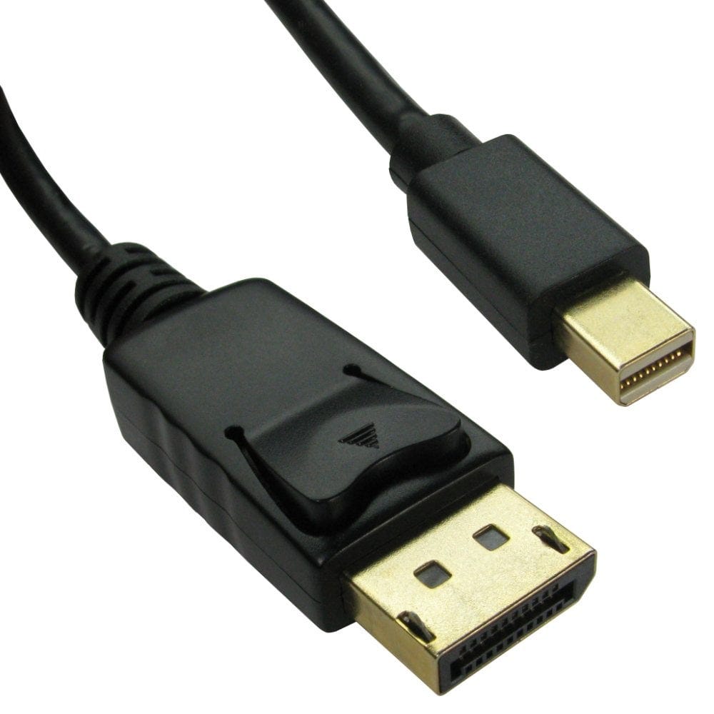 1m Mini Displayport to Displayport Cable Black Gold Plated
