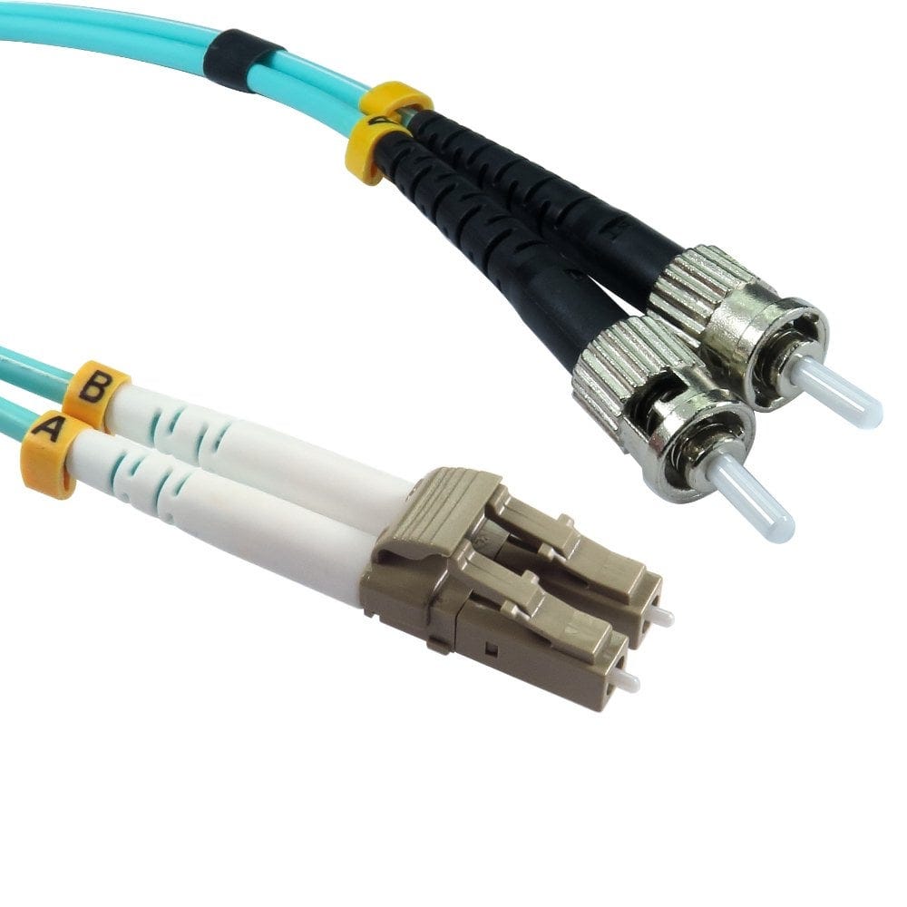 1m OM3 LC-ST 50/125 Fibre Cable Aqua