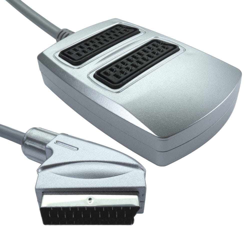 2-Way Silver Scart Splitter Box