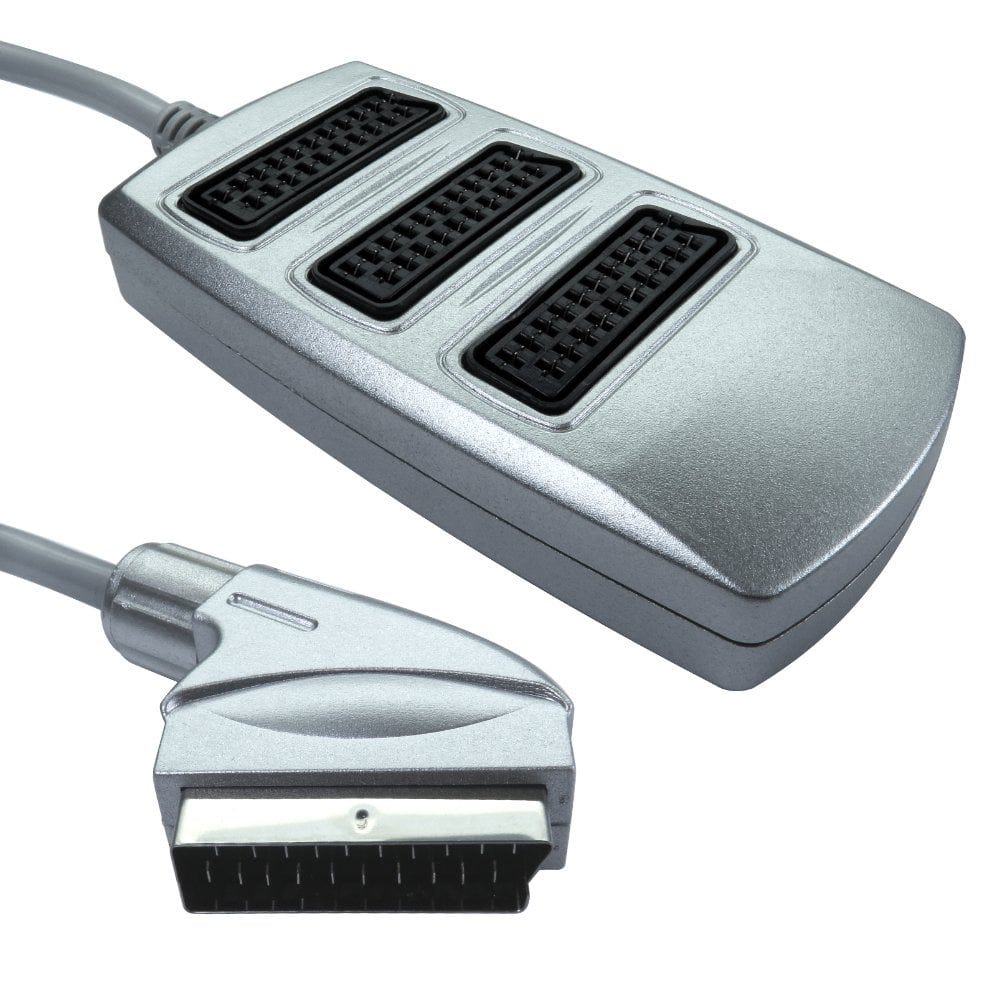 3-Way Silver Scart Splitter Box
