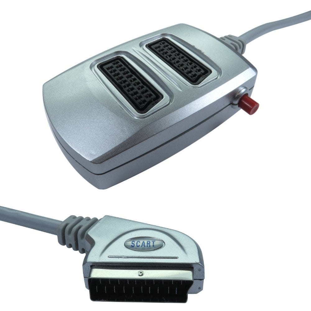 2-Way Silver Switched Scart Splitter Box