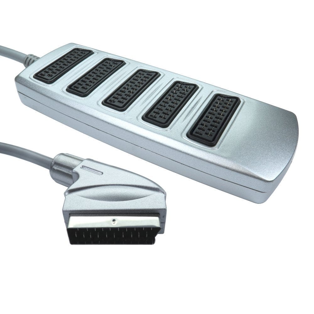 5-Way Silver Scart Splitter Box