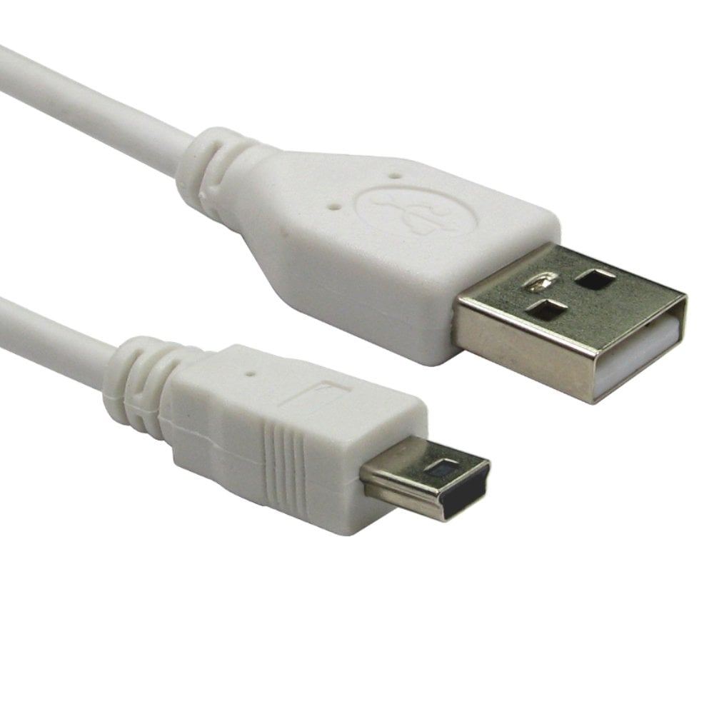 0.5m White Mini USB Cable, USB A to Mini USB B