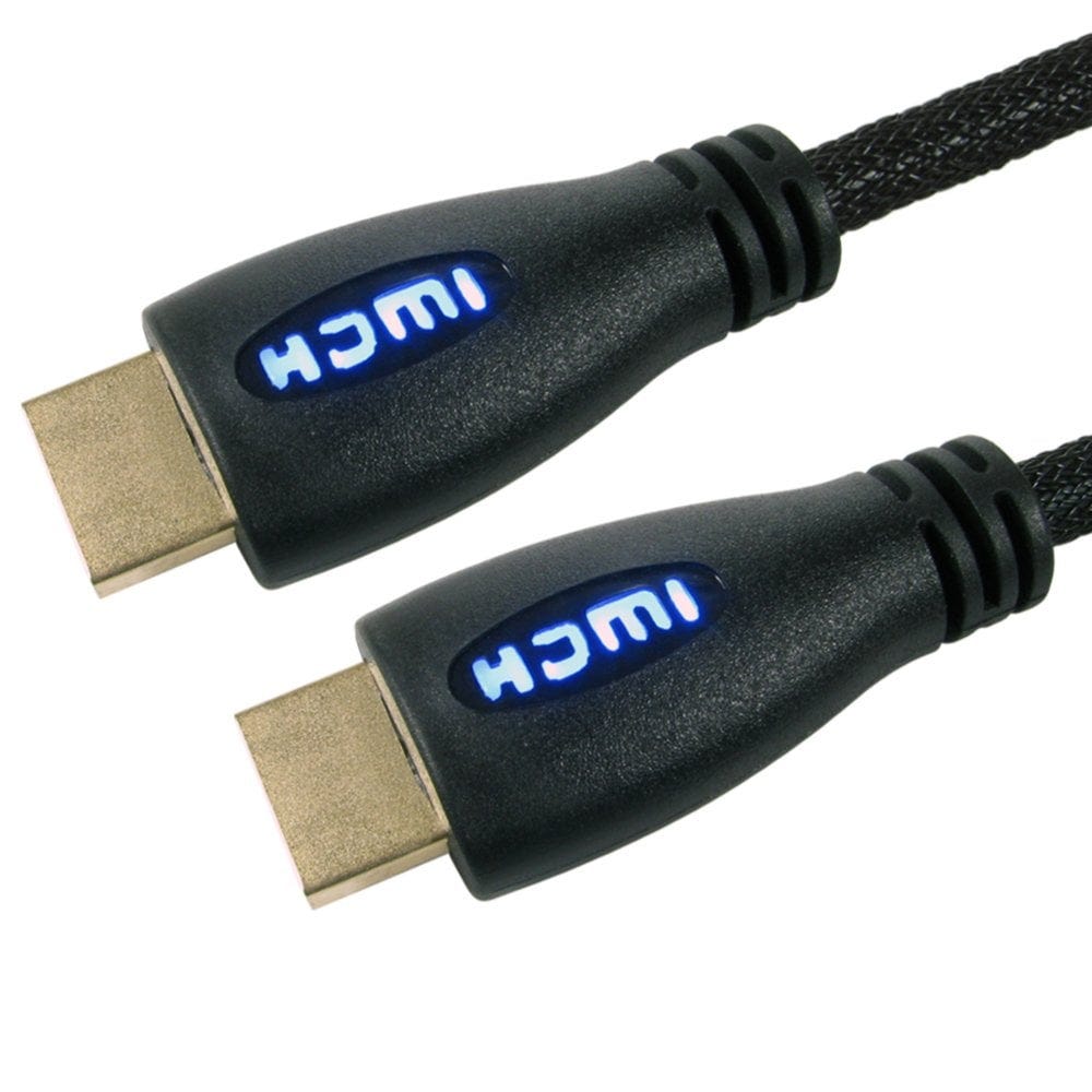 Blue LED Lit HDMI Cable Braided 5m
